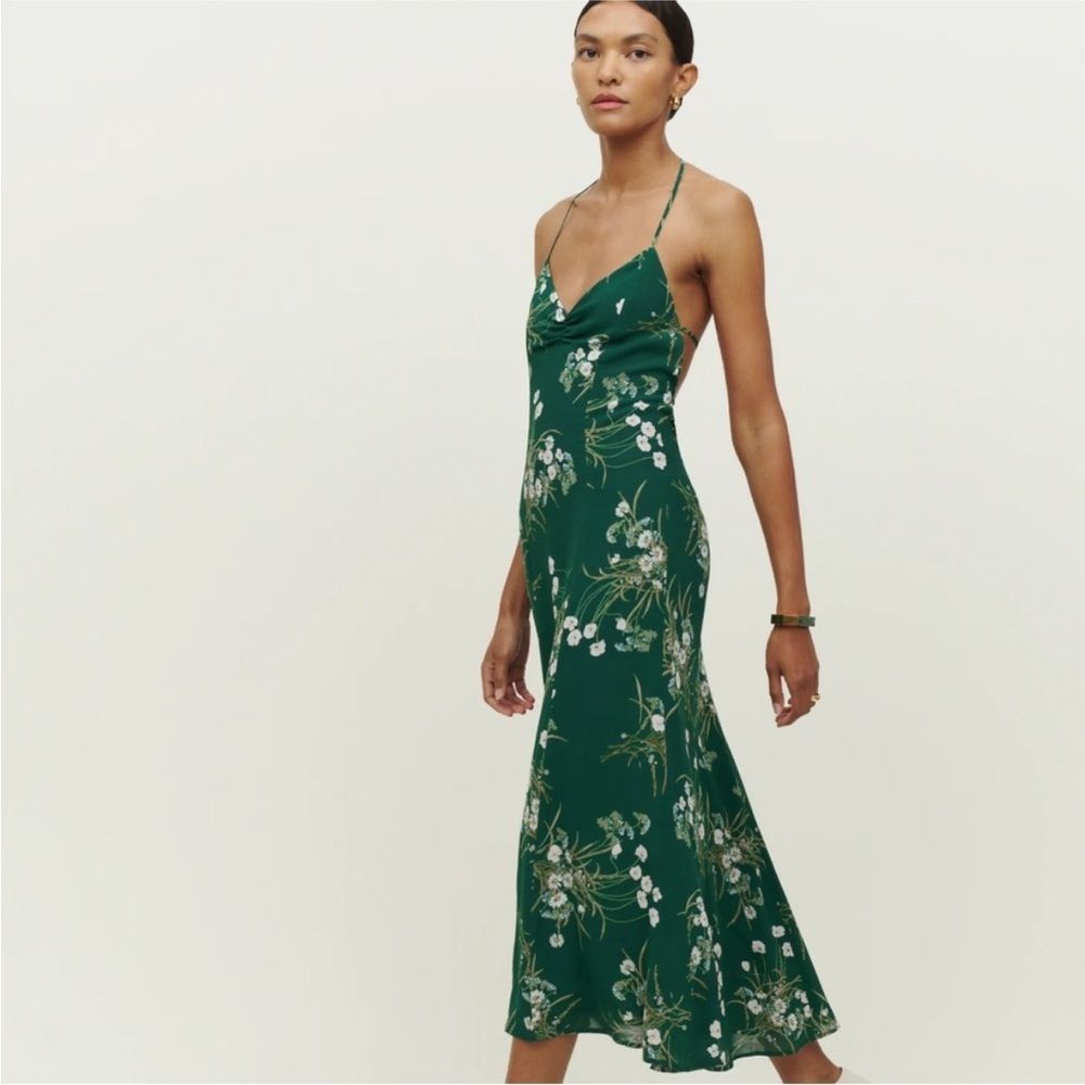 Reformation Tova Dress Green Size 2 New Without Tags